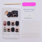 24Pcs Black & White Beautiful Trendy Fake Nails (With Glue) Set For Girls - Wearable Nails Stylish Pattern Artificial Nails For Women