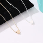 2pcs Gold-color Plus Silver-plated Heart choker Necklace Jewellery For Girls | Korean Jewellery - Gold/Silver Chain Neck Statement Collar Chains Choker Shining Female Choker Korean Jewellery