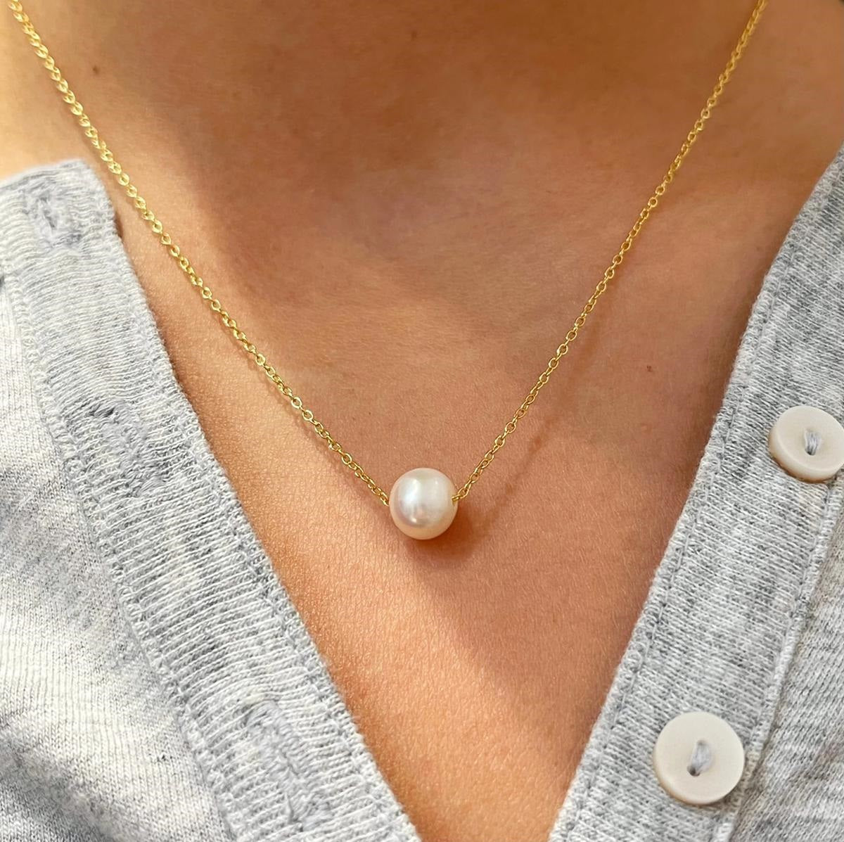 Korean Jewellery Golden Single Pearl Necklace | New Design | Trending Design | Never Fade | Beautiful Necklace Jewellery For Girls / Women