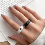 2PCS Beautiful Black and White Heart Couple Ring | Men Women Korean Jewellery Rings For Special Day