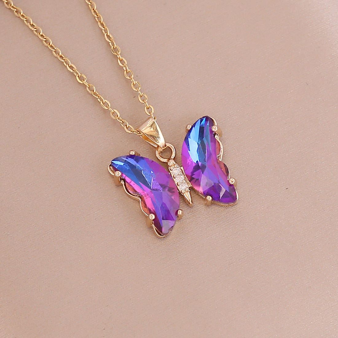 Korean Jewellery Girls Charm Crystal Butterfly Necklace Jewellery For Girls Stylish Jewelry