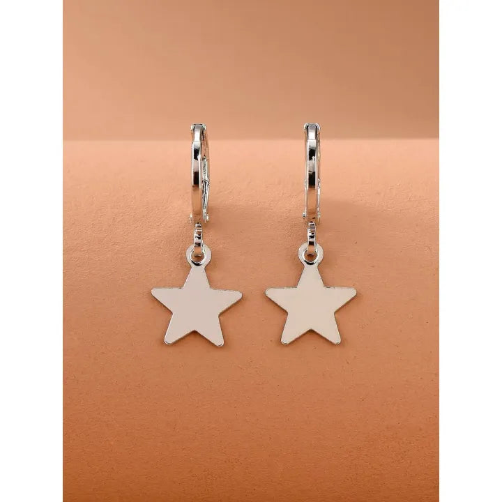 Korean New Silver Star Shape Earring For Girls