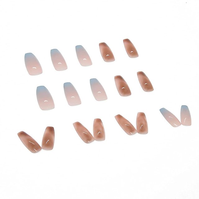 24Pcs Multicolor Long Beautiful Trendy Fake Nails (With Glue) Set For Girls - Wearable Nails Stylish Pattern Long Artificial Nails For Women