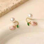 Korean Jewellery Luxury Pink Tulip Flower Pearl Earrings For Girls | Tulip Earing For Girls | S925 Needle Earings For Birthday Wedding Anniversary | For All Occasions