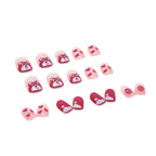 24Pcs Pink Beautiful Heart & Teddy Trendy Design Fake Nails (With Glue) Set For Girls - Wearable Nails Stylish Pattern Artificial Nails For Women