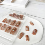 24Pcs White Beautiful Flower Trendy Fake Nails (With Glue) Set For Girls - Wearable Nails Stylish Pattern Artificial Nails For Women