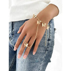 Golden / Silver Butterfly Ring Bracelet Jewellery For Girls | New Design | Trending Design | Never Fade | Beautiful Bracelet For Girls / Women | Korean Jewellery Bracelet For Girls Stylish 