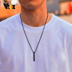 Korean Jewellery Silver Never Fade Stainless Bar Locket  Necklace Pendant Jewellery for Boys & Men