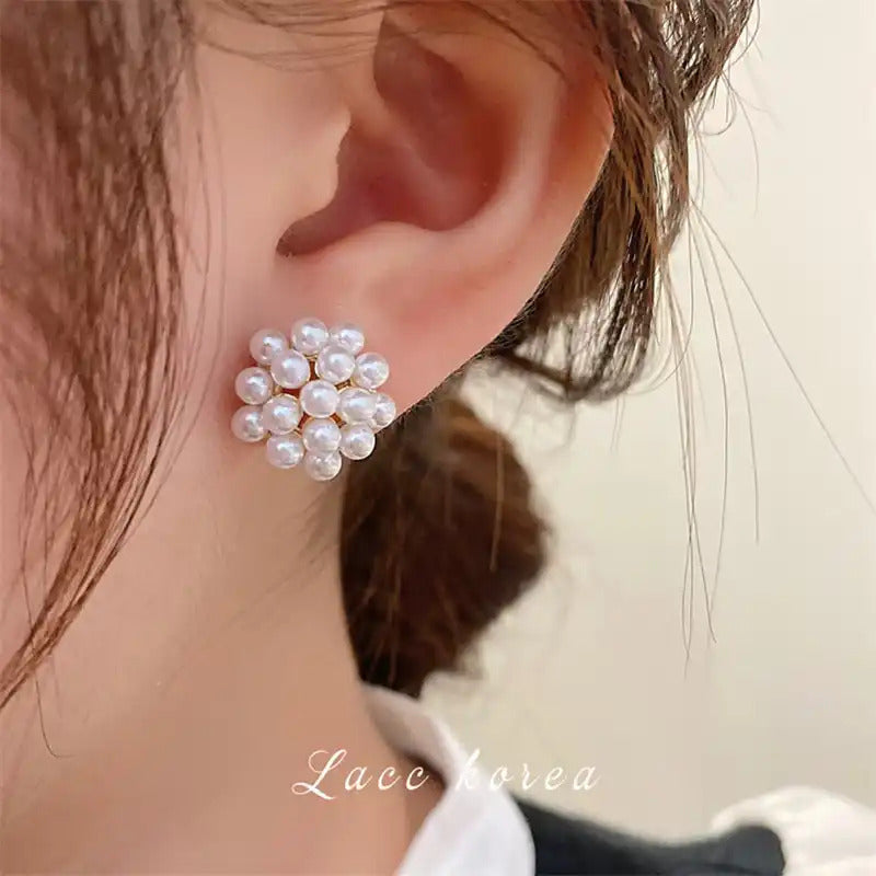 925 Korean Jewellery Earings For Girls Stylish Jewellery Shell Flower Pearl Women Fashion Silver Plated Leaf Branch Stud Earrings Jewellery For Girls
