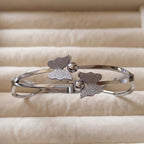 Luxury Silver Plated Branded Stainless Steel Jewellery Butterfly Bangles Kara Bracelet For Girls | Never Fade Luxury Stainless Steel Adjustable HandCuff For Women