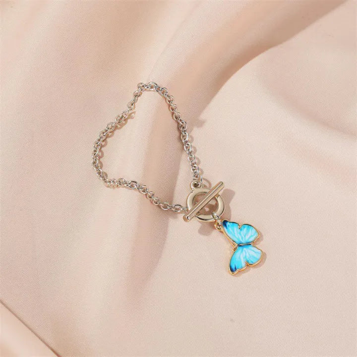 #BFA00017 - Korean Jewelry Women Charm Ins Enamel Butterfly Bracelet Glamour Female Color Butterfly Bracelet Girl Jewelry