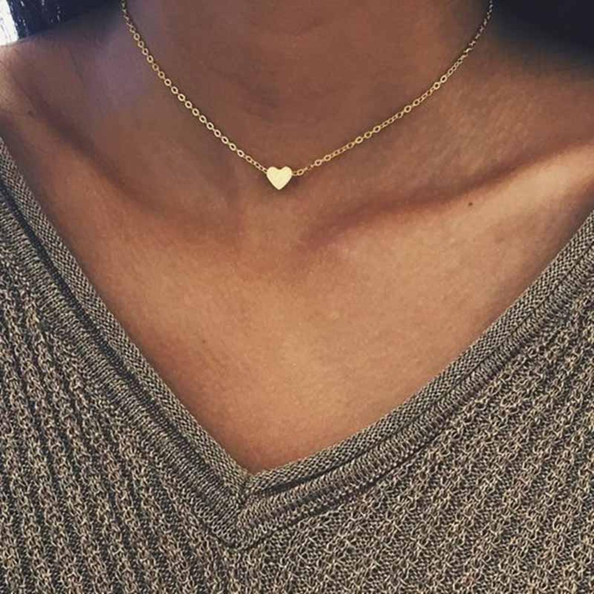 Heart choker Necklace Jewellery For Girls - Gold Chain Neck Statement Collar Chains Choker Shining Female Choker Korean Jewellery