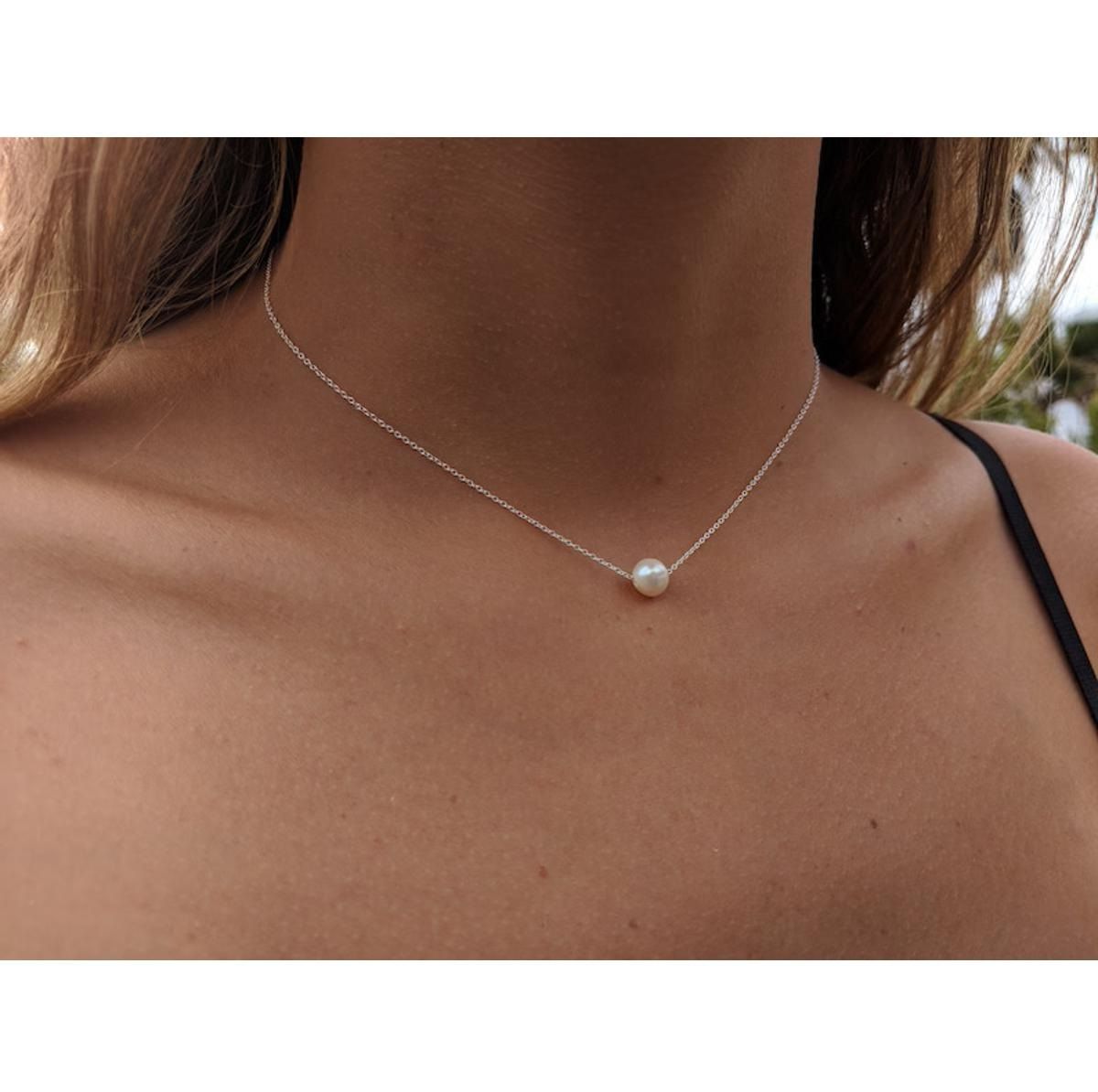 Korean Jewellery Silver Single Pearl Necklace | New Design | Trending Design | Never Fade | Beautiful Necklace Jewellery For Girls / Women