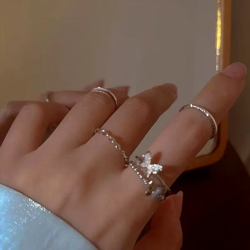 4PCS Korean Jewellery Butterfly Ring Set For Girls | Finger Rings Party Jewelry Gifts