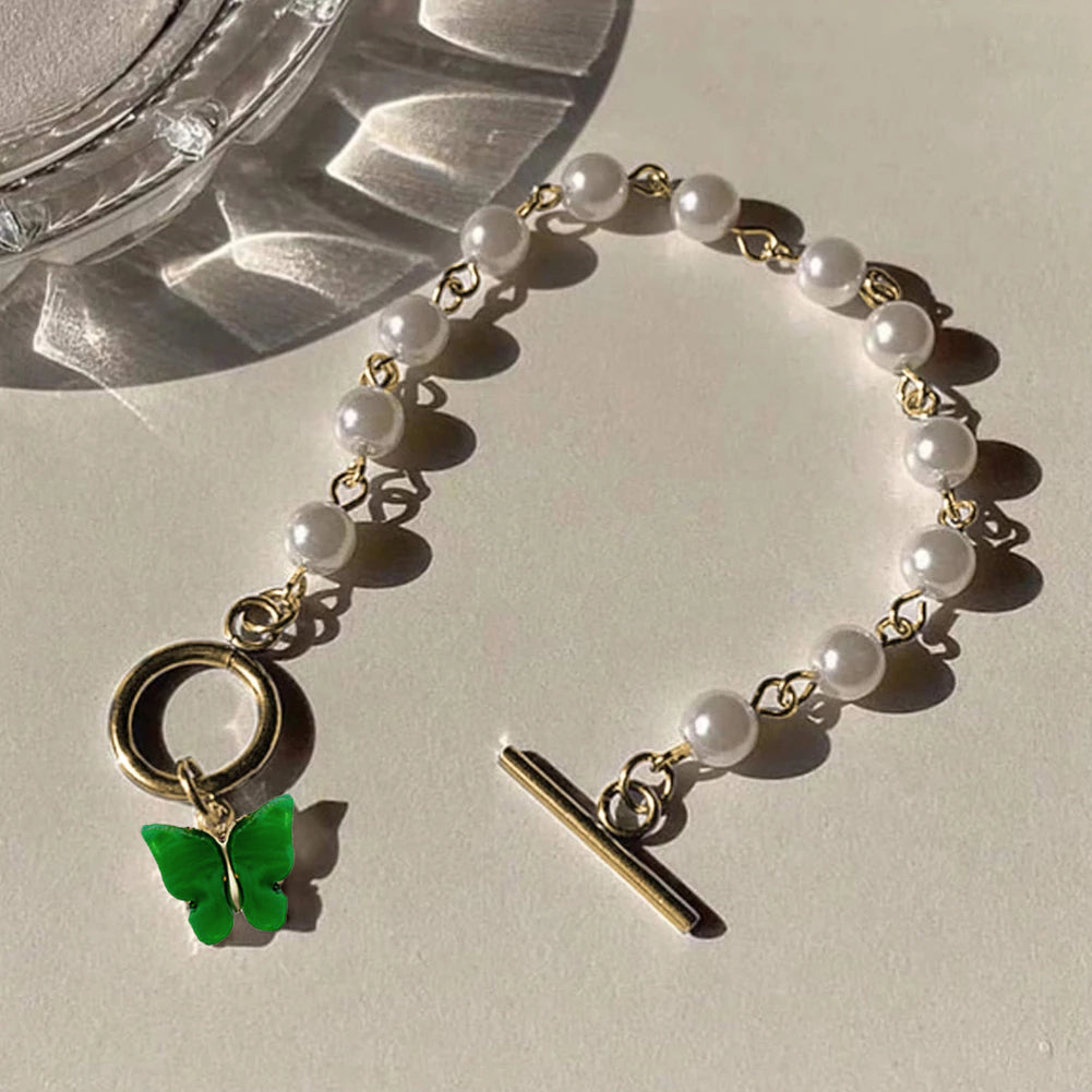 Golden Chain & Beautiful Butterfly Pearl Bracelet For Girls Latest New Trendy Design Korean Jewellery For Girls