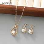 2Pcs Gold Chain & White Pearl Necklace With Earring Jewelry Set For Girls Fashionable European Style Hollow Drop Pendant Chain Elegant and Cute Fashion Party Jewelry For Special Event