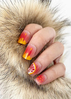 24Pcs Pink Beautiful Fruit Design Trendy Fake Nails (With Glue) Set For Girls - Wearable Nails Stylish Pattern Artificial Long Nails For Women