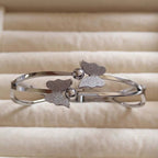 Luxury Silver Plated Branded Stainless Steel Jewellery Butterfly Bangles Kara Bracelet For Girls | Never Fade Luxury Stainless Steel Adjustable HandCuff For Women