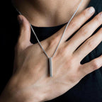 Korean Jewellery Silver Never Fade Stainless Bar Locket  Necklace Pendant Jewellery for Boys & Men