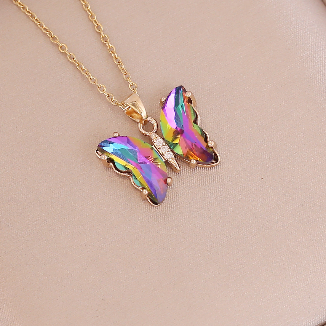 Korean Jewellery Girls Charm Crystal Butterfly Necklace Jewellery For Girls Stylish Jewelry