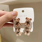Korean Jewellery Cute Cartoon Design Bear Plush beautiful Earring For Girls | S925 Needle Teddy Bear Earrings For Girls
