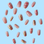 24Pcs Beautiful Trendy Fake Nails (With Glue) Set For Girls - Wearable Nails Stylish Pattern Artificial Long Nails For Women