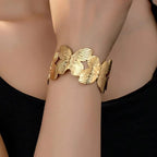 2026 Gold & Silver NEW Trendy Butterfly Adjustable Chunky Bangle Bracelet For Girls Gold Metal butterfly Open Cuff Bangle Bracelet For Women