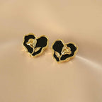 S925 Korean Jewellery Needle Earrings Black Flower Love Heart Sweet Cool Earings Jewellery For Girls Stylish Personalized Versatile Earrings for Girls