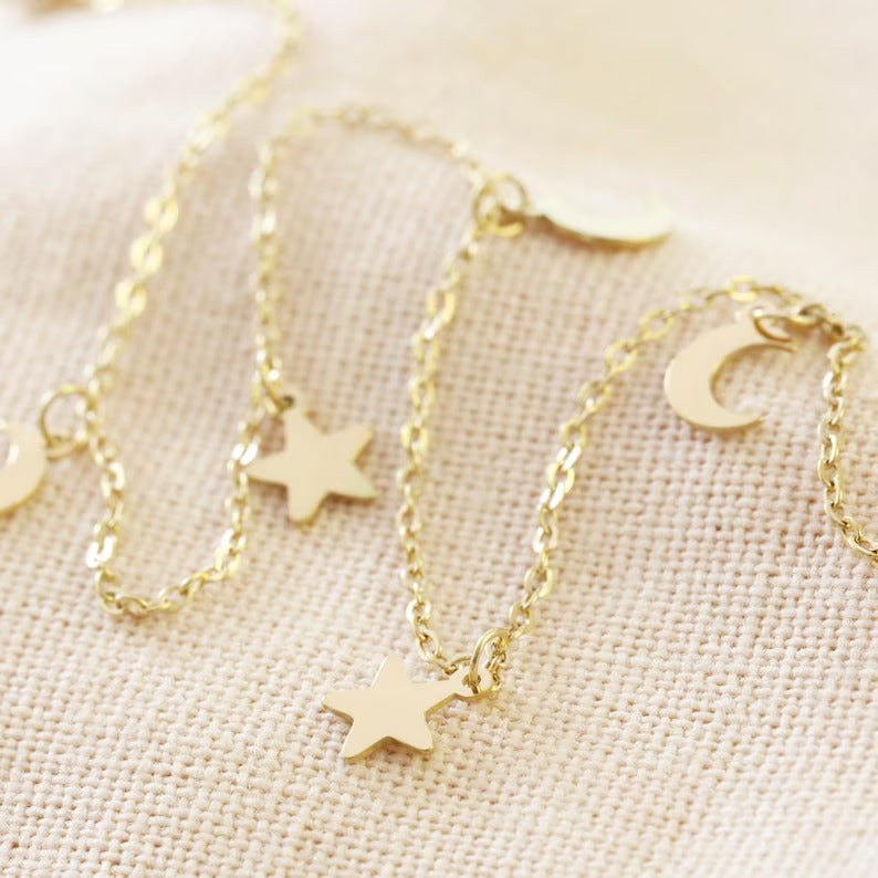 Star Moon Choker Necklace Jewellery For Girls - Chain Neck Statement Collar Chains Choker Shining Female Choker Korean Jewellery