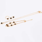 4PCS Exquisite and Elegant Zircon Love Jewelry Women's Fashion Style Versatile Necklace Bracelet Earrings Ring Jewellery Set For Girls