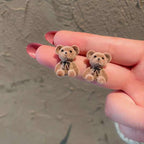 Korean Jewellery Cute Cartoon Design Bear Plush beautiful Earring For Girls | S925 Needle Teddy Bear Earrings For Girls