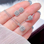 3Pcs Silver Zircon Necklace Earrings Ring Jewelry Set For Girls Fashion Party Jewelry Special Occasions Zirconia Jewelry Set