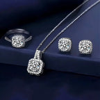 3Pcs Silver Zircon Necklace Earrings Ring Jewelry Set For Girls Fashion Party Jewelry Special Occasions Zirconia Jewelry Set