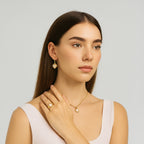 3PCS Exquisite and Elegant Pearl Heart Love Jewelry Women's Fashion Style Versatile Necklace Earrings Ring Jewellery Set For Girls