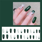 24Pcs Black & White Beautiful Trendy Fake Nails (With Glue) Set For Girls - Wearable Nails Stylish Pattern Artificial Nails For Women