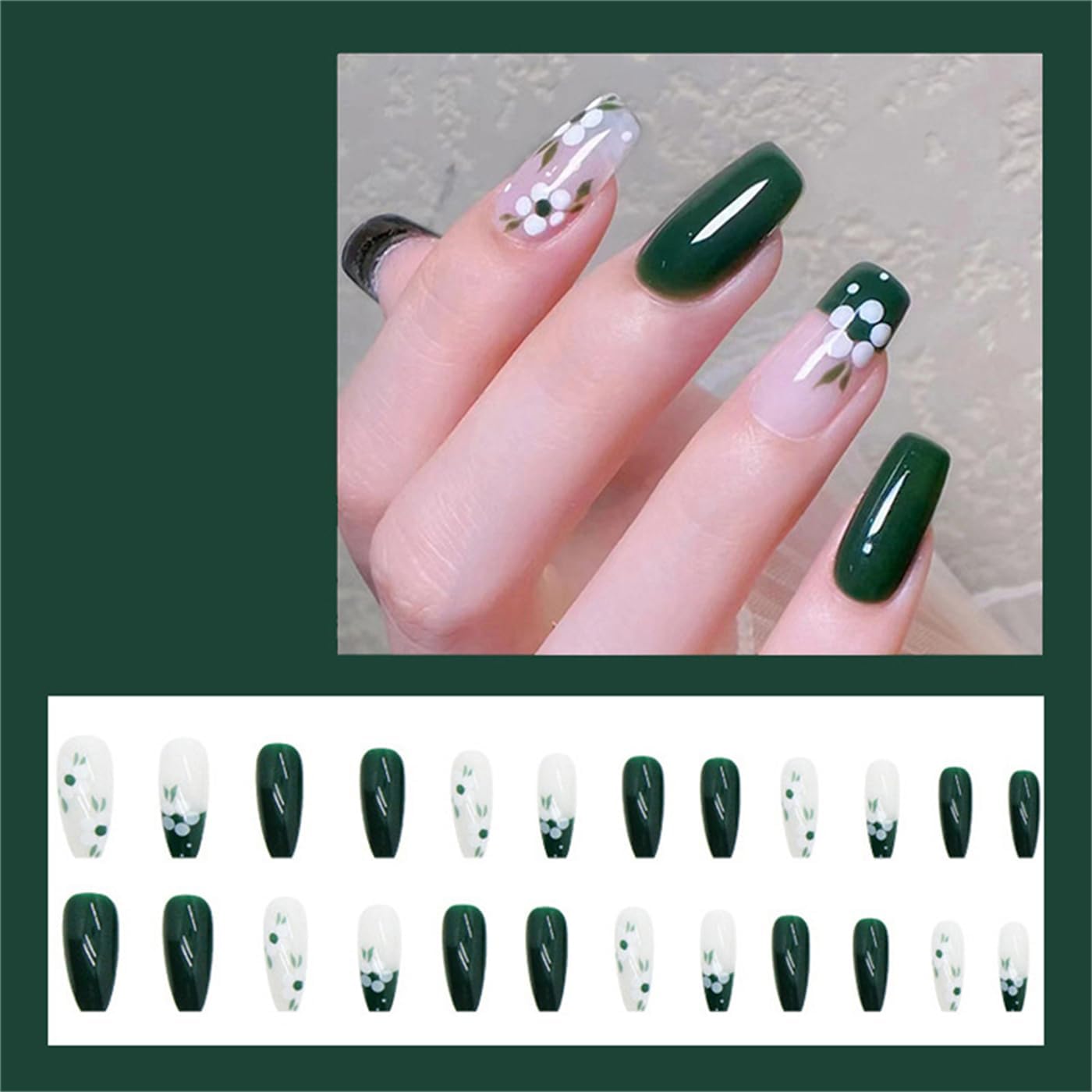 24Pcs Black & White Beautiful Trendy Fake Nails (With Glue) Set For Girls - Wearable Nails Stylish Pattern Artificial Nails For Women