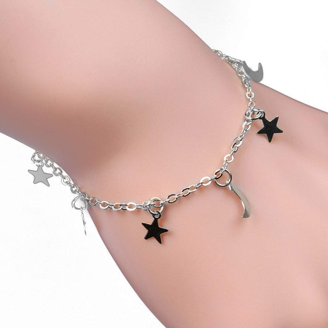 Korean Jewellery Silver Moon Star Bracelets For Girls - Silver Chain Hand With Star Moon Shining Female Jewellery For Girls