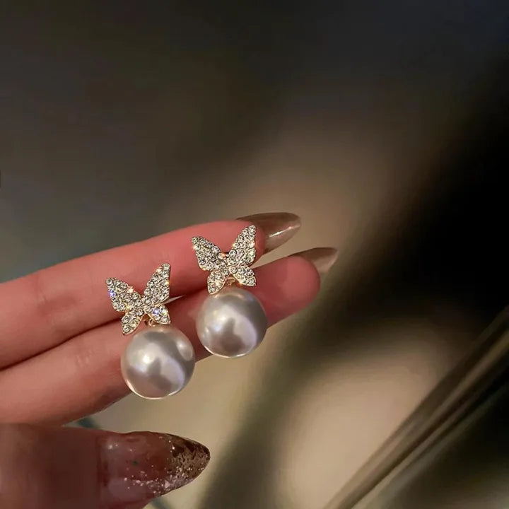 Pair Of Zircon Butterfly Earrings For Girls Fashion Personality Korean Jewellery For Girls