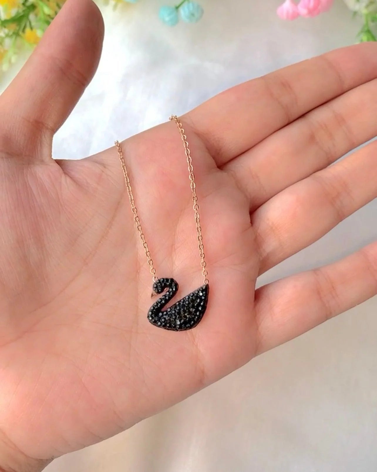 Gold Chain With Beautiful Black Swan Duck Necklace Korean Jewellery For Girls Stylish - Korean Jewellery Black Duck Necklace Golden Chain for Girls