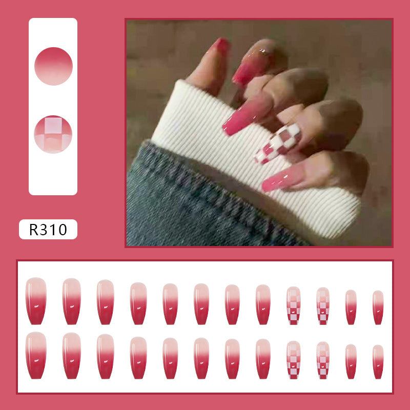 24Pcs Pink Long Beautiful Trendy Fake Nails (With Glue) Set For Girls - Wearable Nails Stylish Pattern Long Artificial Nails For Women