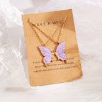 2pcs Enamel butterfly Necklace Set For Girls | Korean Jewellery For Girls