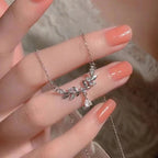 Silver Zircon Leaf New Style Luxury Pendant Necklace For Girls | Special Event Korean Jewellery For Girls