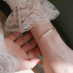 Korean Jewellery Leaf Pearl Gold Bracelets For Girls - Excellent Quality - Golden Leaf Pearl Bracelet for Women - Jewellery For Girls