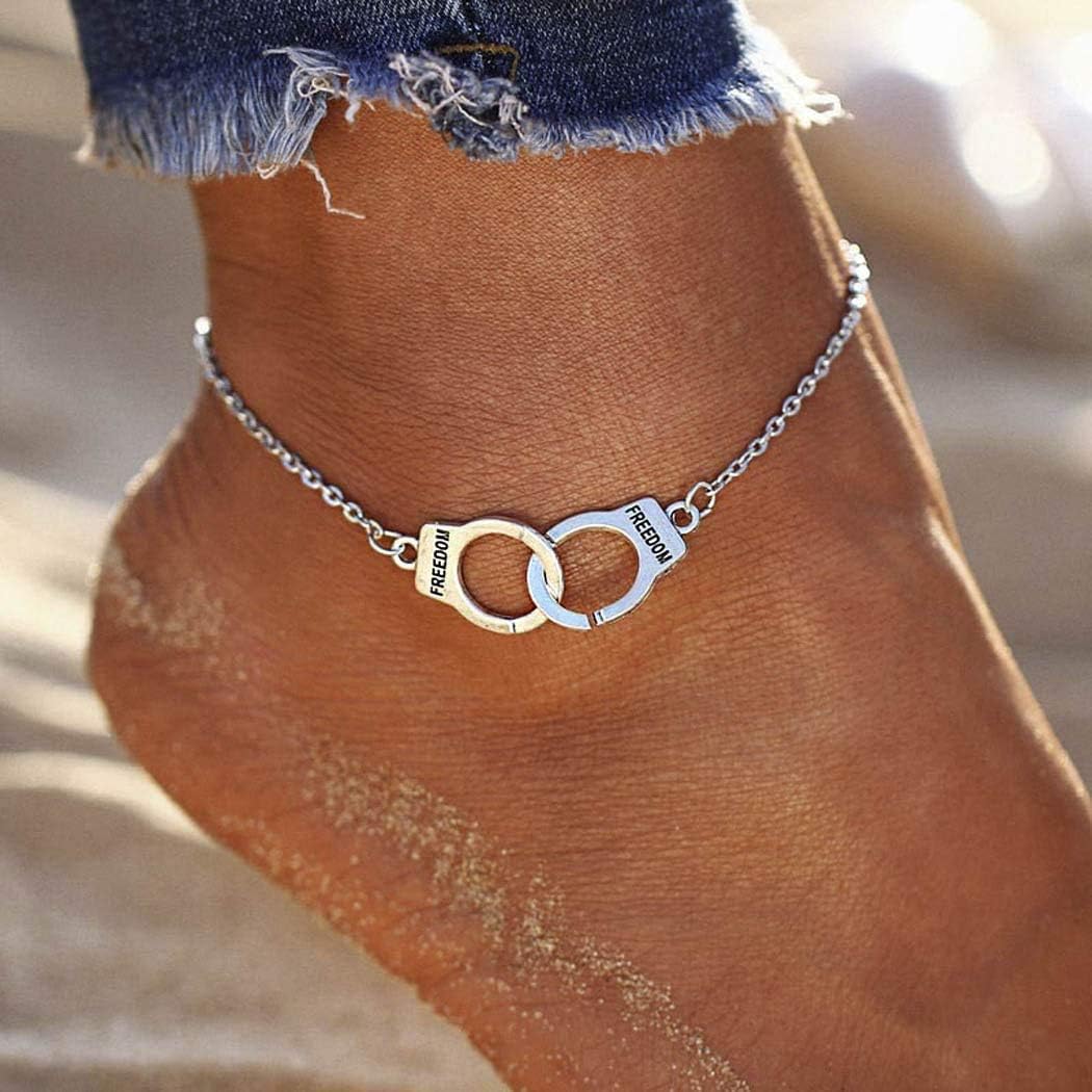 Silver Handcuffs Anklet For Girls Stylish - Korean Jewellery For Girls