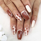 24Pcs Multicolor Long Beautiful Trendy Fake Nails (With Glue) Set For Girls - Wearable Nails Stylish Pattern Long Artificial Nails For Women