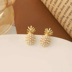 Korean Jewellery Fruit Pineapple Pearl Gold mini Cute Creative Stud Earrings For Girls | S925 Needle