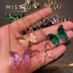 Korean Jewellery Girls Charm Crystal Butterfly Necklace Jewellery For Girls Glamour Female Color Butterfly Pendant Girl Jewelry Stylish