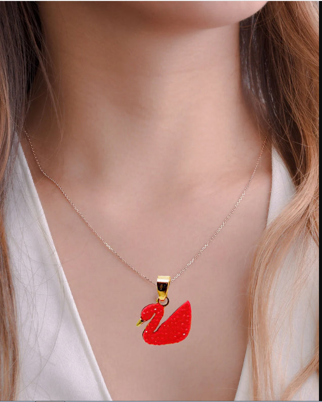 #NFA00092 - Gold Chain With Beautiful Black Swan Duck Necklace Korean Jewellery For Women - Gold Chain Neck Statement Collar Chains Shining Female Jewellery For Girls