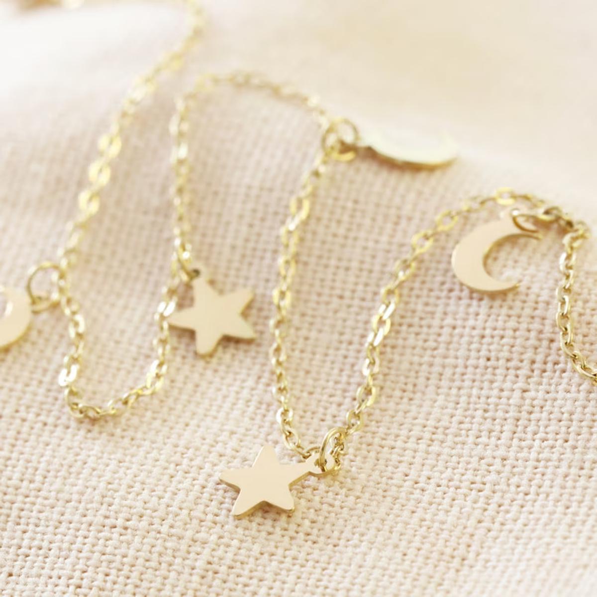Star Moon Choker Necklace Jewellery For Girls - Chain Neck Statement Collar Chains Choker Shining Female Choker Korean Jewellery