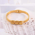 Luxury 18kK Gold Plated Branded Stainless Steel Jewellery Butterfly Zirconia Bangles Kara Bracelet For Girls | Never Fade Luxury Stainless Steel Adjustable HandCuff For Women